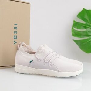 Vessi Womens Cityscape Classic Sneaker Size 8 Waterproof White Rose Lace Up Shoe